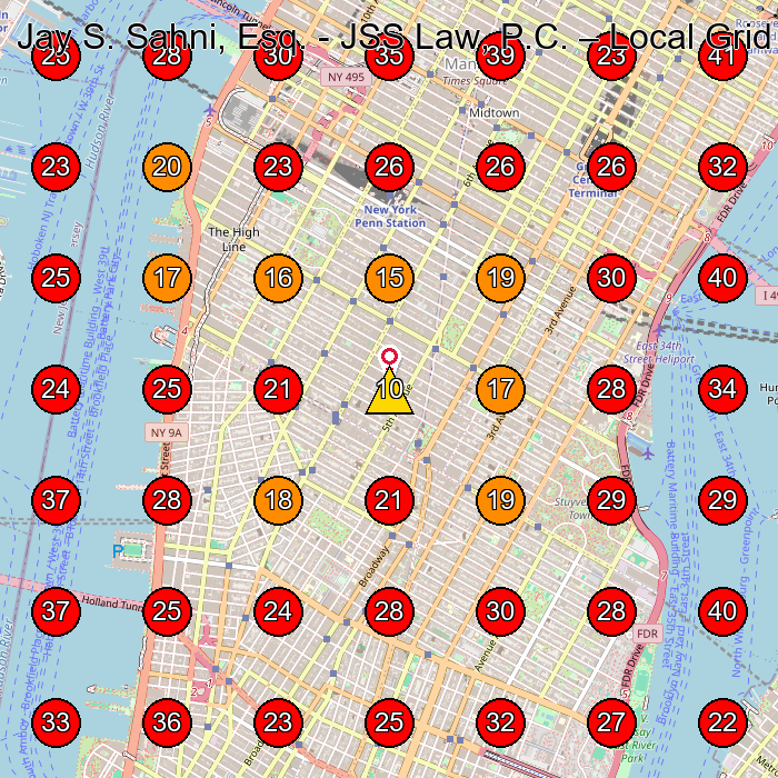 Jay S. Sahni, Esq. - JSS Law, P.C. GeoGrid visibility map for Real Estate Attorney in New York